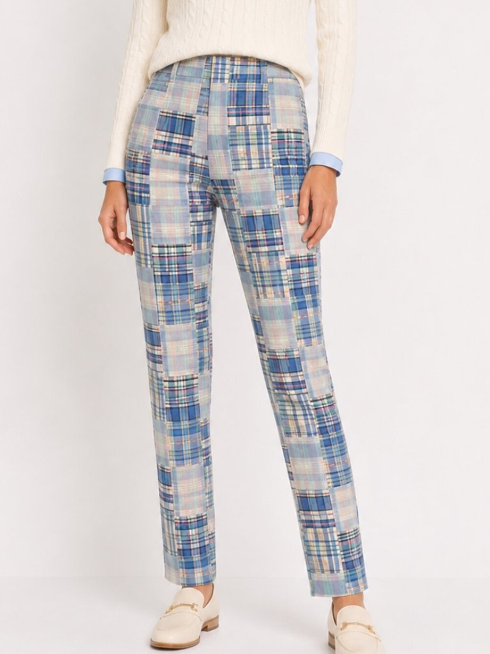 Vintage TALBOTS Plaid Madras Patchwork Cotton Pants 6